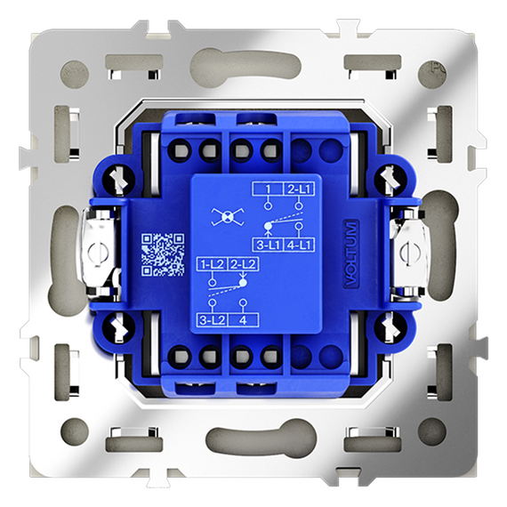 Перекрестный переключатель встраиваемый VOLTUM S70 одноклавишный 10А, (сталь), изображение 3