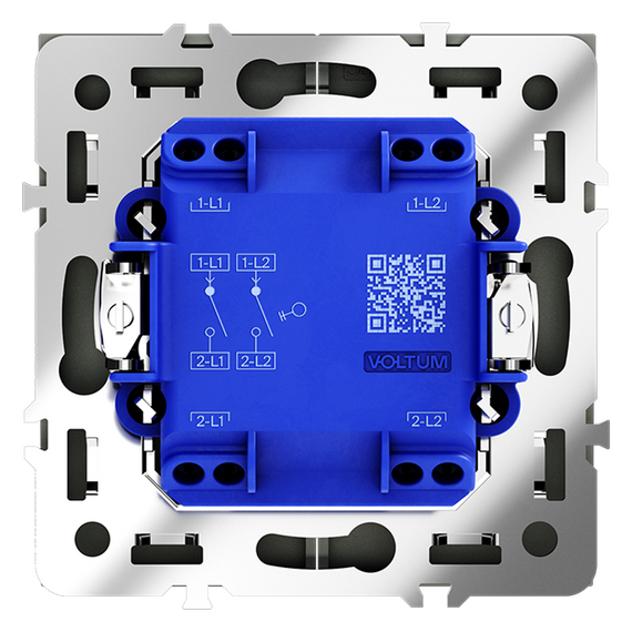 Выключатель встраиваемый VOLTUM S70 двухклавишный 10А, (черный матовый), изображение 4