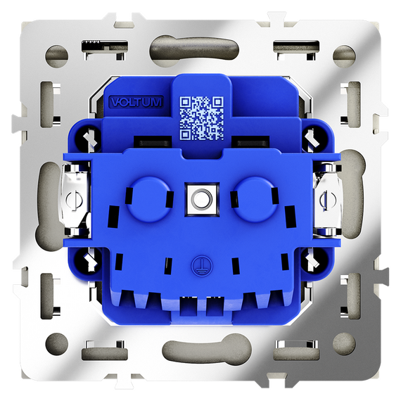 Розетка встраиваемая VOLTUM S70 с заземлением, защитными шторками и крышкой 16А, (шелк), изображение 3
