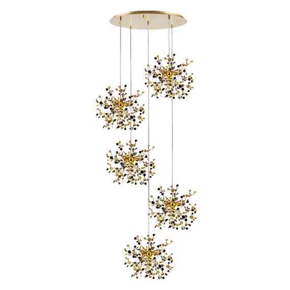 L5PR721132 Подвес пятерной круглый EXTRA 5x3x5W(led) G9  (721132 - 5 + 572152 -1) ЗОЛОТО