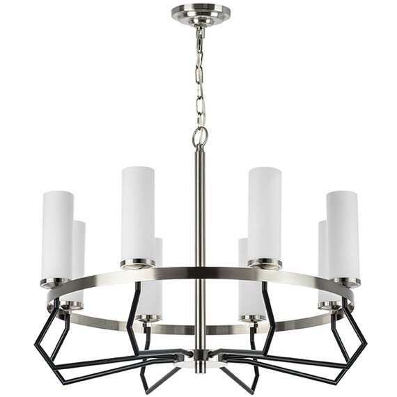 723085 Люстра FLUME 8х40W E14 ЧЕРНЫЙ МАТОВЫЙ/НИКЕЛЬ