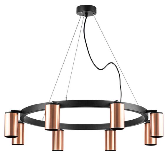 LR018308 Люстра RULLO 8х50W GU10 ЧЕРНЫЙ/МЕДЬ (571018+214430-8)