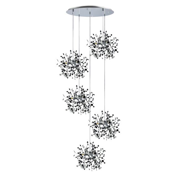 L5PR721134 Подвес пятерной круглый EXTRA 5x3x5W(led) G9  (721134 - 5 + 572154 -1) ХРОМ