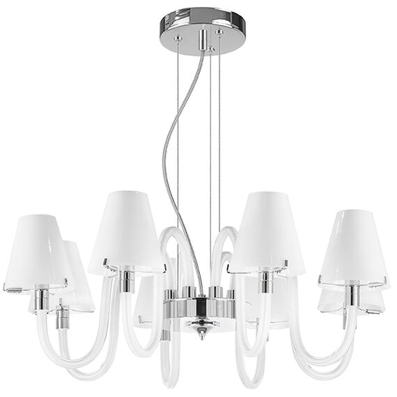 760086 Люстра подв. BIANCO 8х40W G9 ХРОМ БЕЛ. стекло