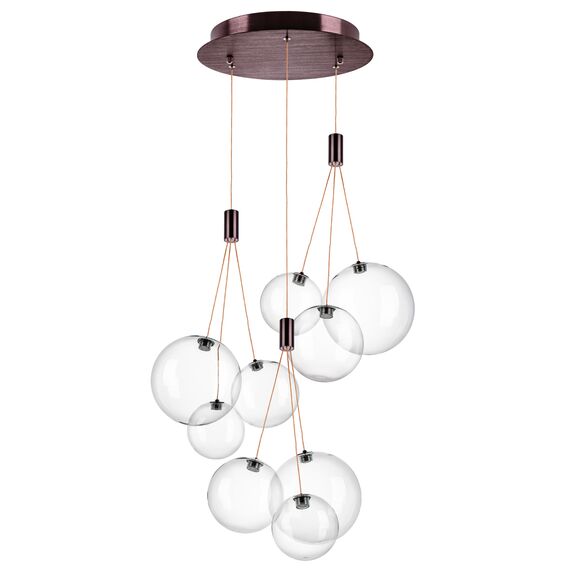 801090 Люстра SFERETTA LED 9х1,35W 600LM КОФЕЙНЫЙ/ПРОЗРАЧНЫЙ 3000K