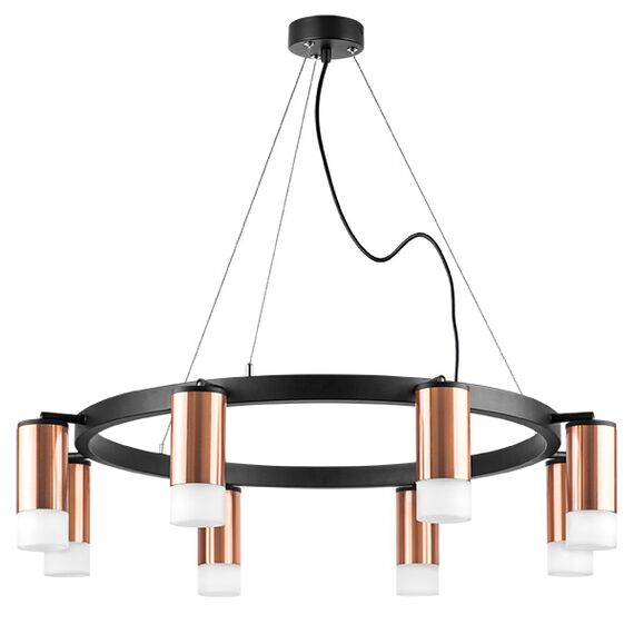 LR0183081 Люстра RULLO 8х50W GU10 ЧЕРНЫЙ/МЕДЬ (571018+214430-8+202431-8)