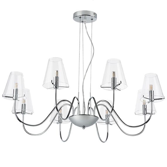 758084 Люстра подв. DIAFANO 8х40W G9 ХРОМ/ПРОЗРАЧНЫЙ