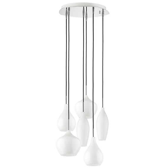 803060 Подвес PENTOLA 6х40W E14 ХРОМ/БЕЛЫЙ