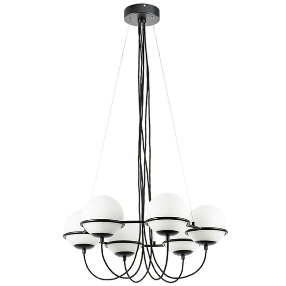 803267 Люстра GLOBO 6х40W E14 ЧЕРНЫЙ МАТОВЫЙ/БЕЛЫЙ