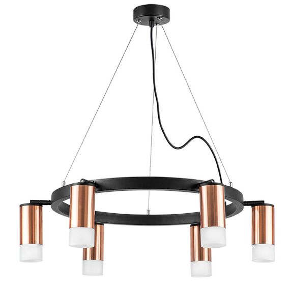 LR0163061 Люстра RULLO 6х50W GU10 ЧЕРНЫЙ/МЕДЬ (571016+214430-6+202431-6)