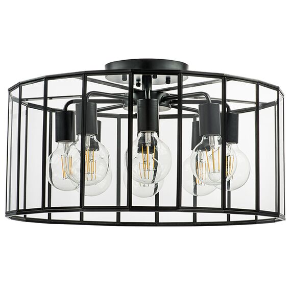 798287 Люстра GENNI 8х40W E27 ЧЕРНЫЙ МАТОВЫЙ/ПРОЗРАЧНЫЙ
