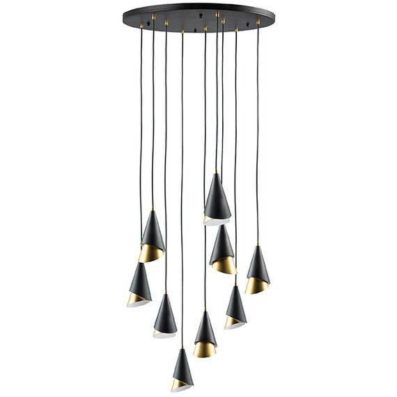 757090 Люстра CONE 9х40W E14 ЧЕРНЫЙ /ЗОЛОТО