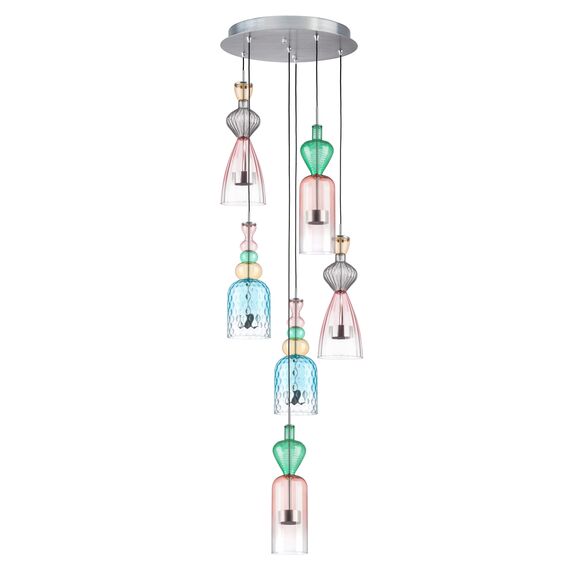 814069  2КОР! Люстра BELLE LED 6х8W 2400LM АЛЮМИНИЙ/МУЛЬТИКОЛОР 3000K