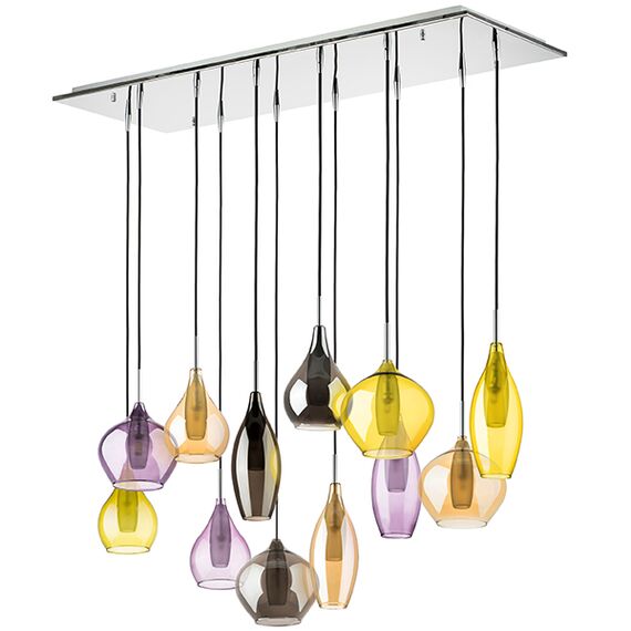 803125 Подвес PENTOLA 12x25W G9 chrome/amber, smoky, olive, plum