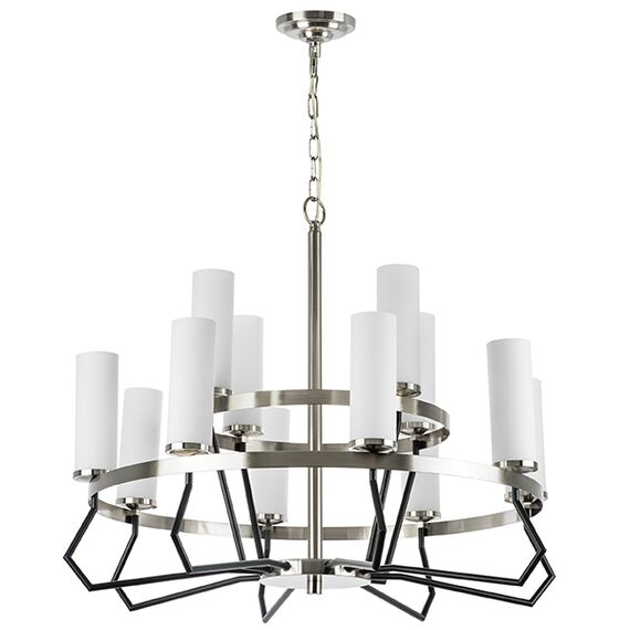 723125 Люстра FLUME 12х40W E14 ЧЕРНЫЙ МАТОВЫЙ/НИКЕЛЬ