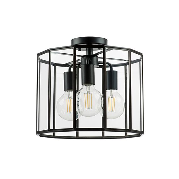 798237 Люстра GENNI 3х40W E27 ЧЕРНЫЙ МАТОВЫЙ/ПРОЗРАЧНЫЙ