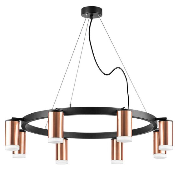 LR0183080 Люстра RULLO 8х50W GU10 ЧЕРНЫЙ/МЕДЬ (571018+214430-8+202430-8)