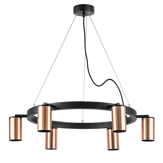LR016306 Люстра RULLO 6х50W GU10 ЧЕРНЫЙ/МЕДЬ (571016+214430-6)