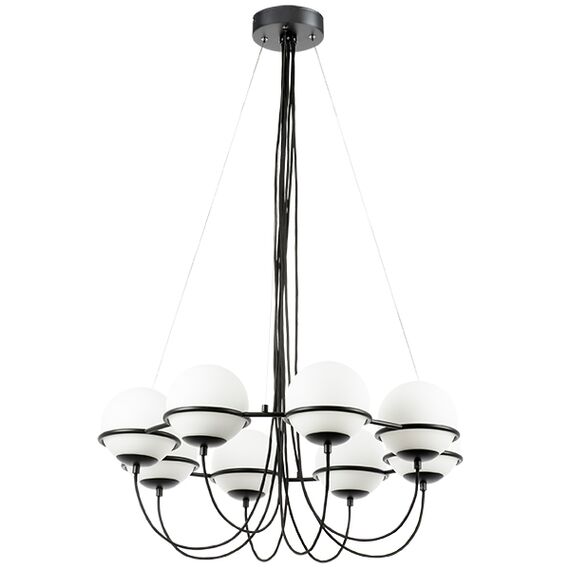 803287 Люстра GLOBO 8х40W E14 ЧЕРНЫЙ МАТОВЫЙ/БЕЛЫЙ