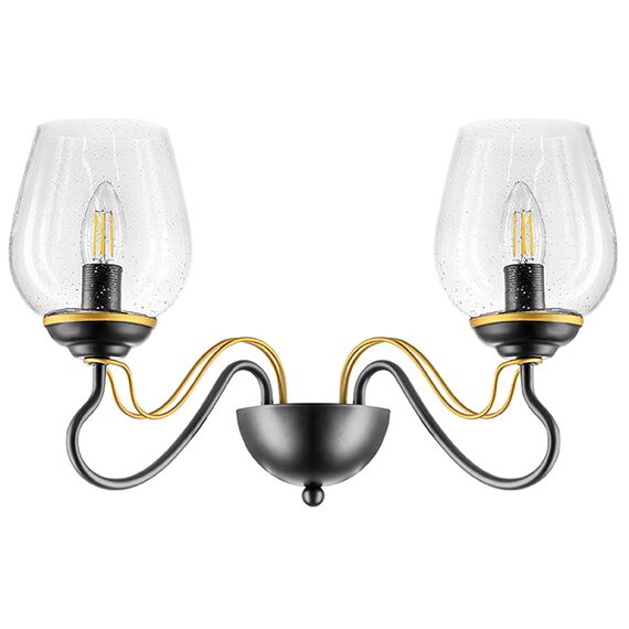 734627 Бра BOLLA 2х40W E14 ЧЕРНЫЙ/ЗОЛОТО/ПРОЗРАЧНЫЙ