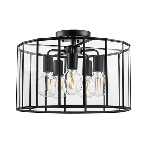 798257 Люстра GENNI 5х40W E27 ЧЕРНЫЙ МАТОВЫЙ/ПРОЗРАЧНЫЙ