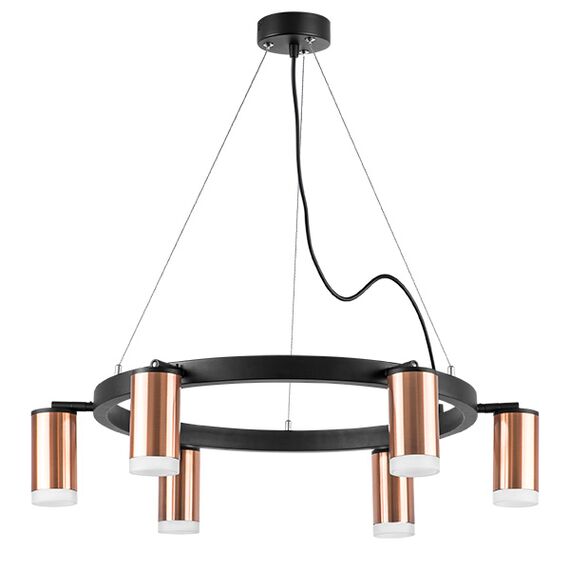 LR0163060 Люстра RULLO 6х50W GU10 ЧЕРНЫЙ/МЕДЬ (571016+214430-6+202430-6)